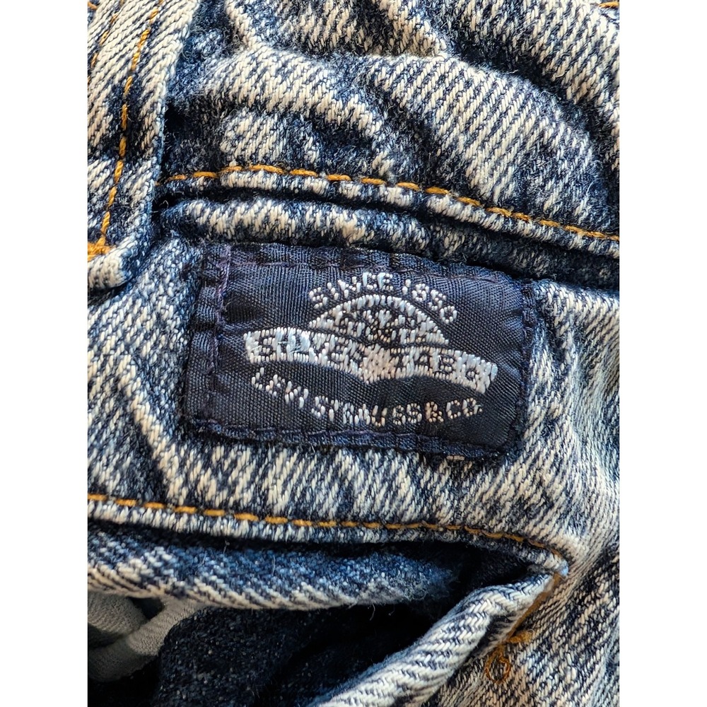 Vintage Levis SilverTab Acid Wash Jeans 30x30 Blue Loose Tapered Pleated 90s - Picture 7 of 7